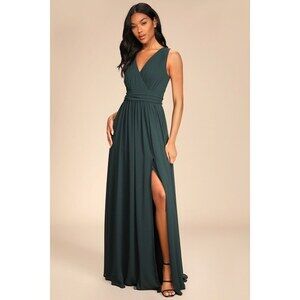 Lulus Thoughts Of Hue Emerald Green Surplice Maxi Dress - Size XL